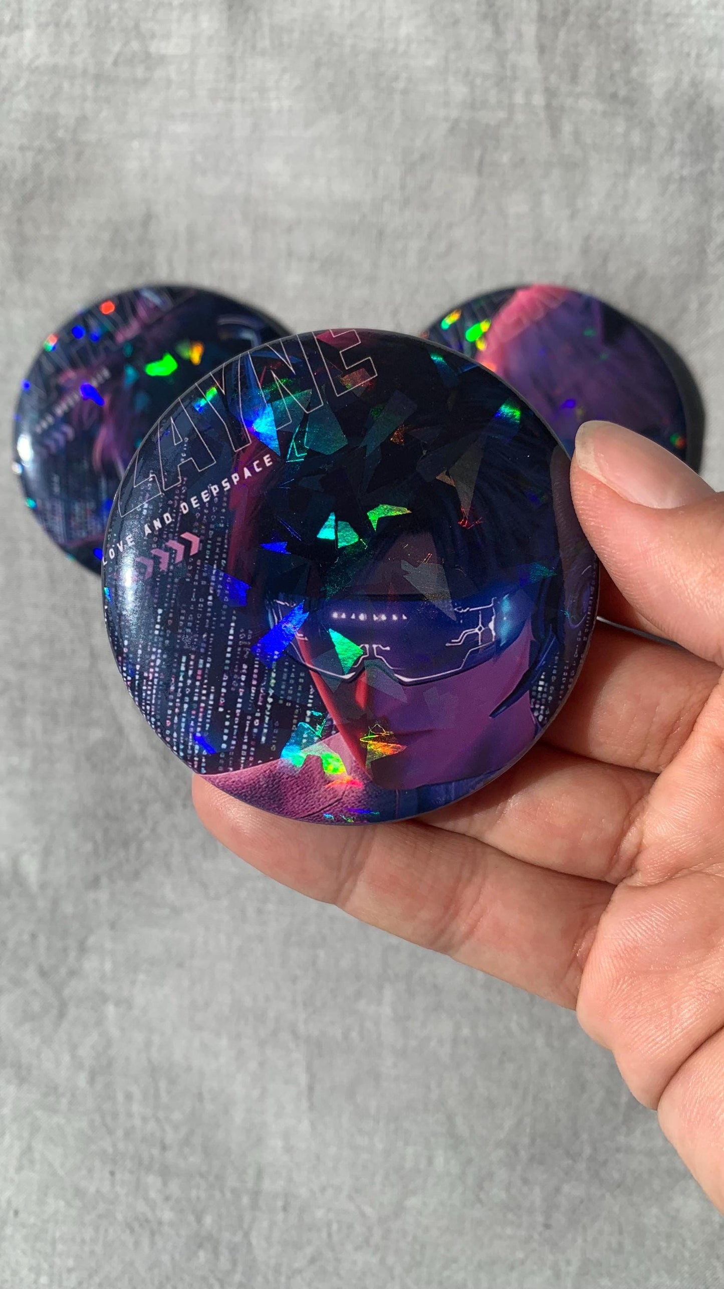 Holo Badges! Sylus Xavier Rafayel Zayne Love and Deepspace Otoge gamer gift C304