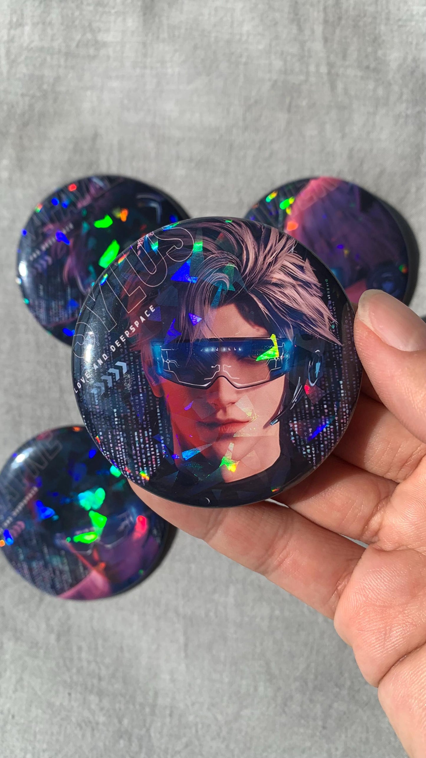 Holo Badges! Sylus Xavier Rafayel Zayne Love and Deepspace Otoge gamer gift C304