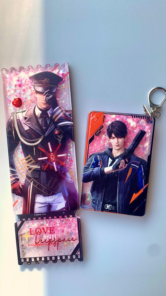 2pcs/set Caleb quicksand keychain and acrylic block! Love and Deepspace Sylus Xavier Rafayel Zayne Otome gamer gift C364