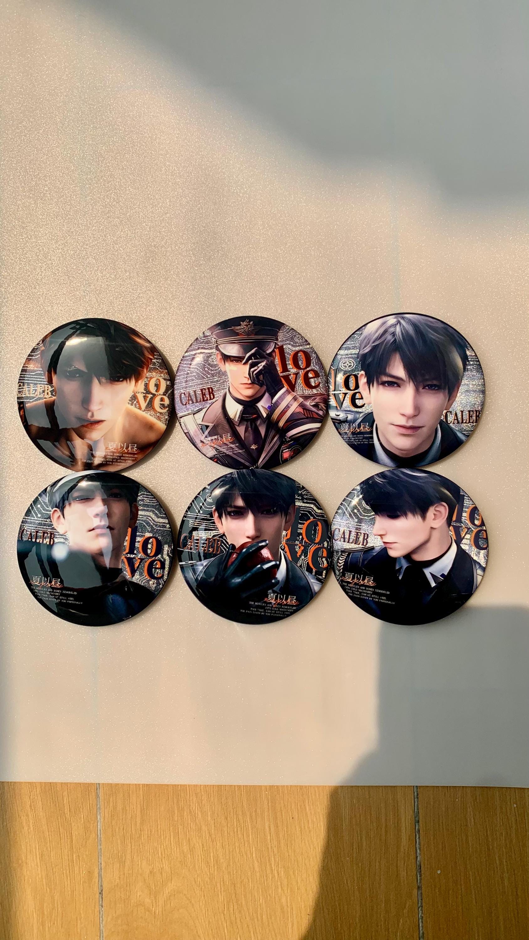 Badges of Caleb 6pcs - Love and Deepspace Caleb Qinche Xavier Rafayel Zayne Otome gamer Ita bag gift C378