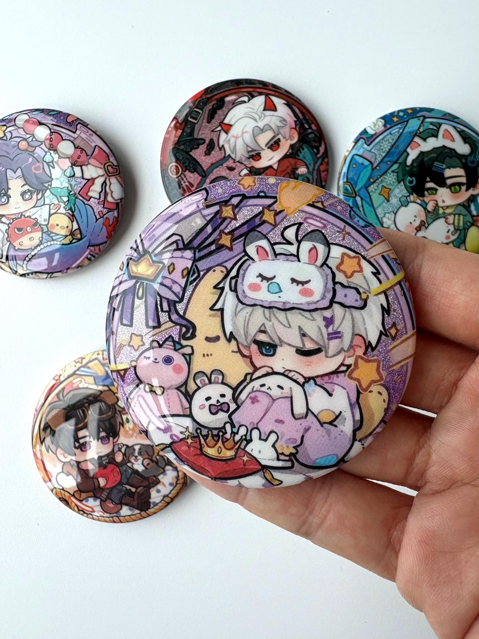 LaDS Badges Set! Love and Deepspace Baby Rest Time Sylus Caleb Xavier Rafayel Zayne Otome gamer gift C381