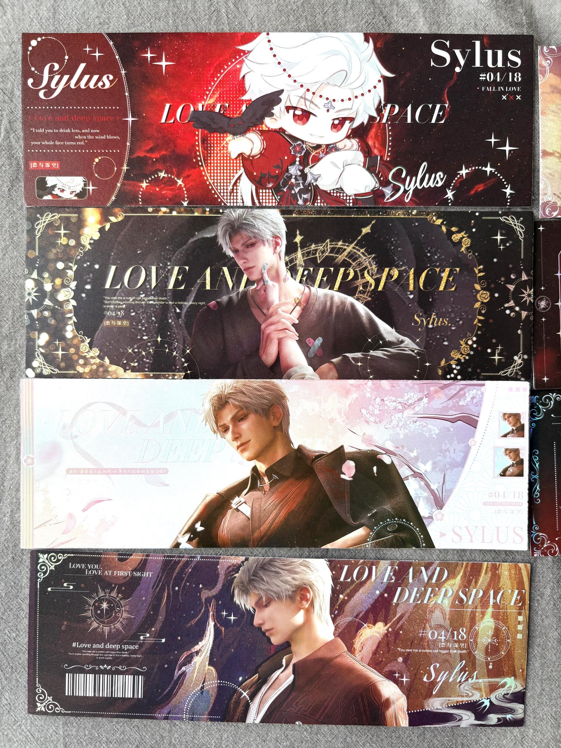 7pc Sylus laser tickets - Love and Deepspace Qinche Xavier Rafayel Zayne Otome gamer Ita bag gift C377