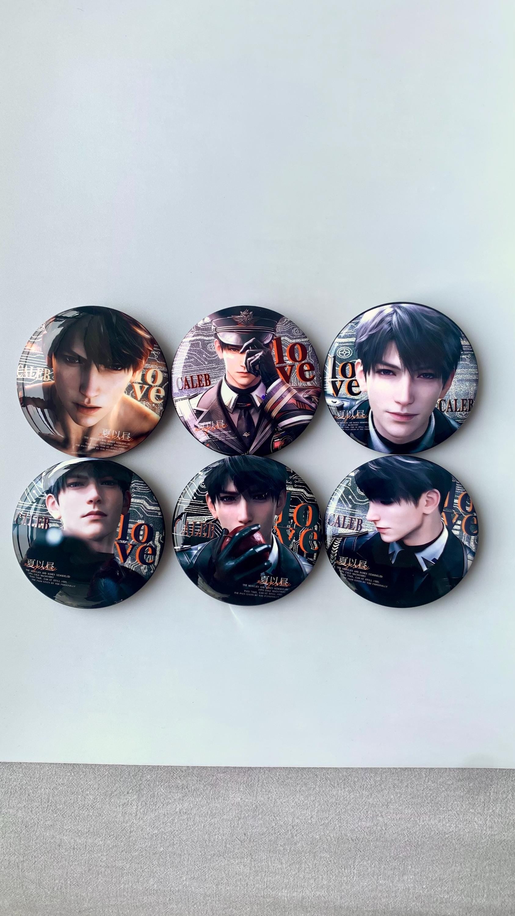 Badges of Caleb 6pcs - Love and Deepspace Caleb Qinche Xavier Rafayel Zayne Otome gamer Ita bag gift C378