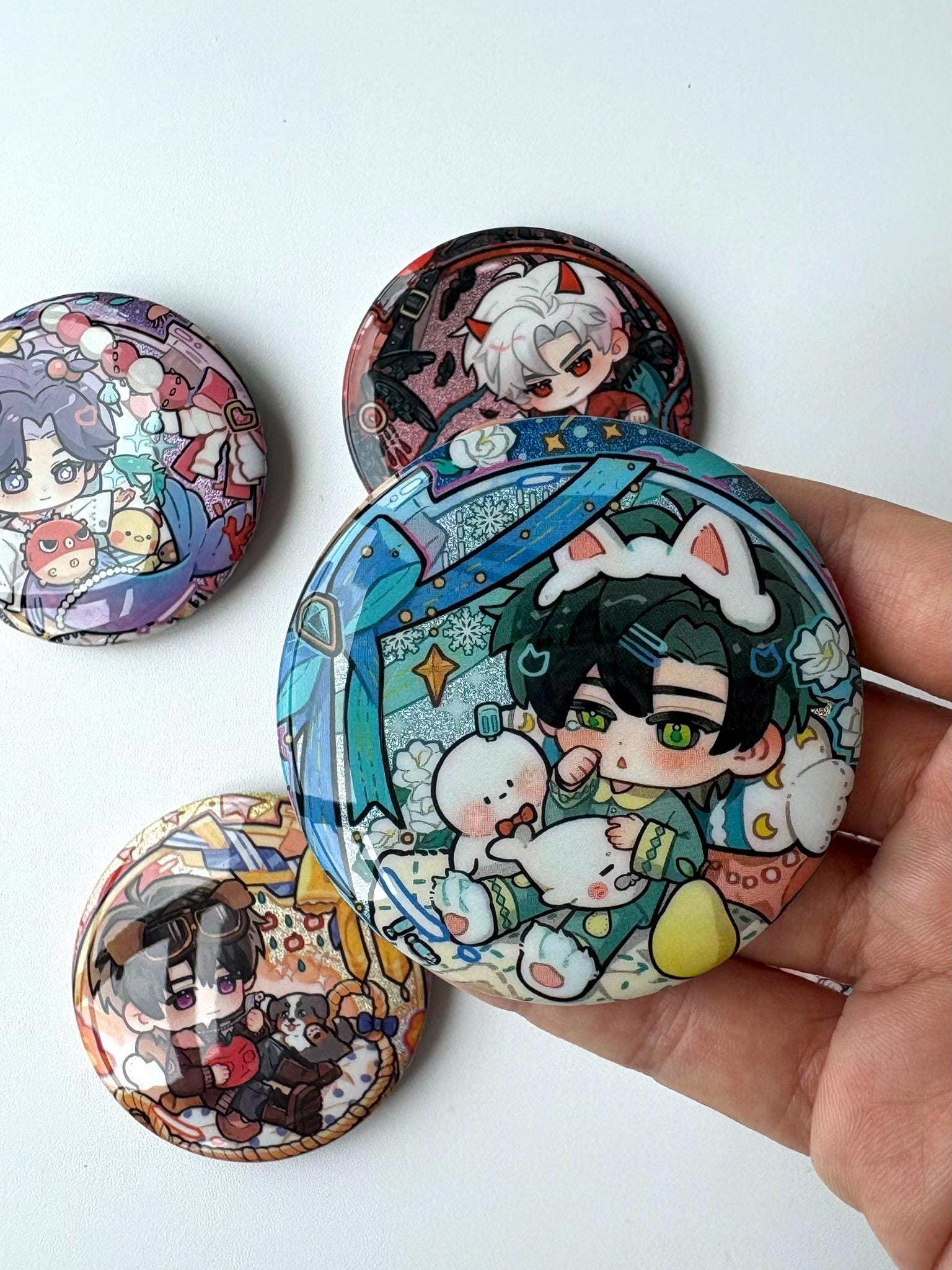 LaDS Badges Set! Love and Deepspace Baby Rest Time Sylus Caleb Xavier Rafayel Zayne Otome gamer gift C381