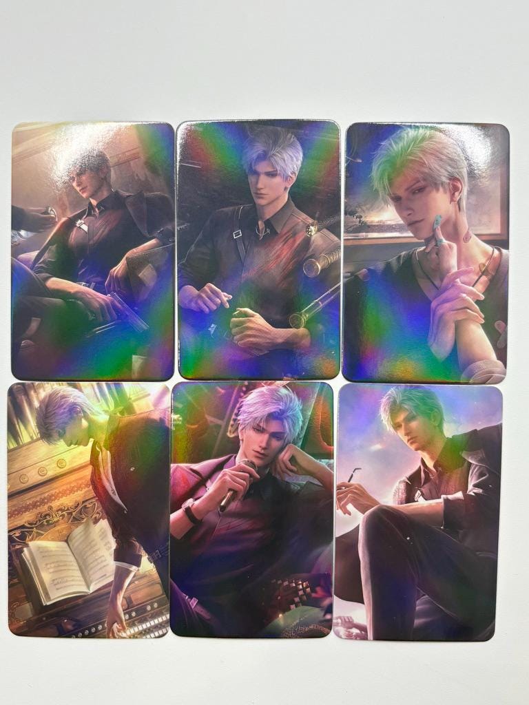 50pcs/set Sylus laser cards! Love and Deepspace Xavier Rafayel Zayne Caleb Otome gamer gift C385