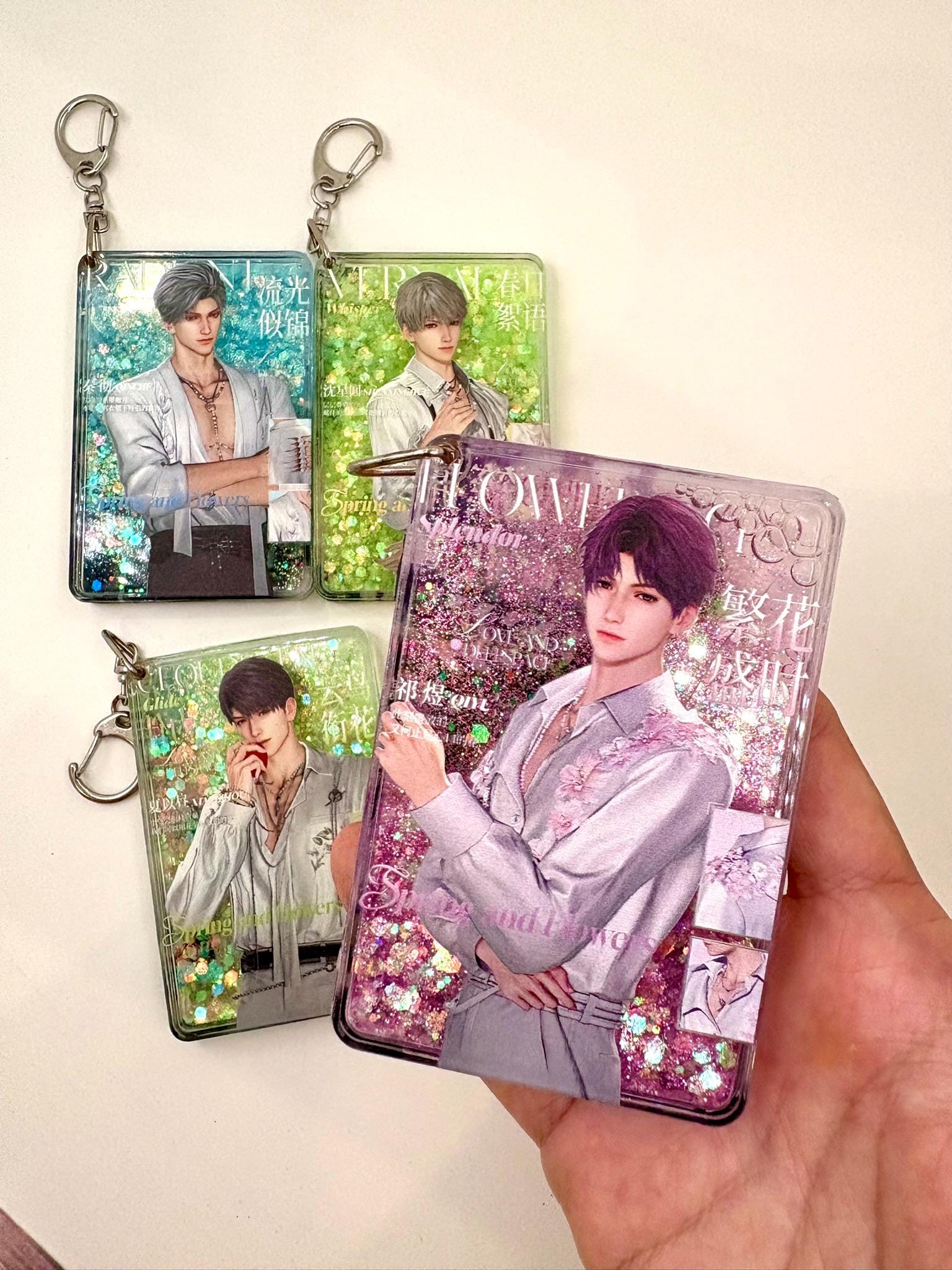 LaDS Acrylic quicksand keychains! Sylus Xavier Rafayel Zayne Caleb Otome gamer gift C396