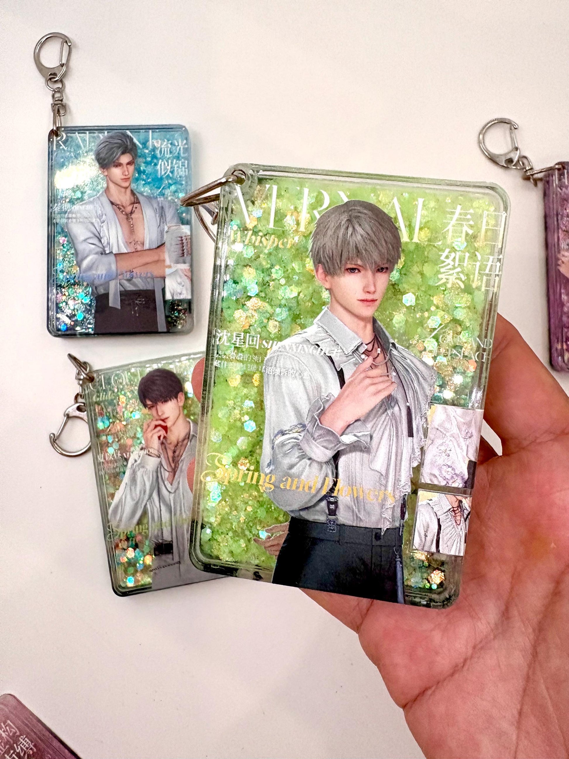 LaDS Acrylic quicksand keychains! Sylus Xavier Rafayel Zayne Caleb Otome gamer gift C396