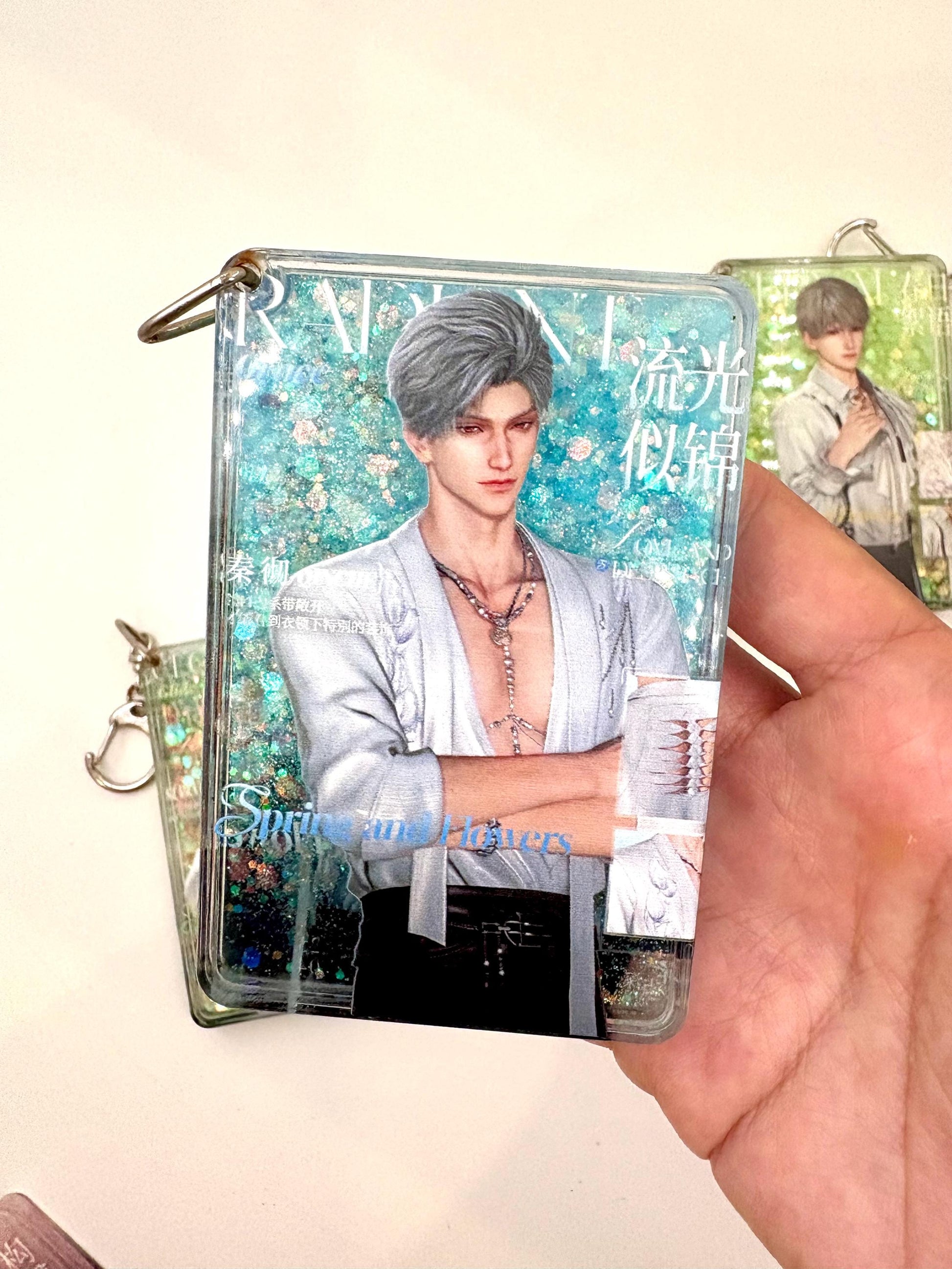 LaDS Acrylic quicksand keychains! Sylus Xavier Rafayel Zayne Caleb Otome gamer gift C396