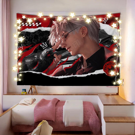 Sylus Hanging Tapestry | Love and Deepspace | Personalized Wall Art | Made to Order | Polyester Fabric | Home Decor