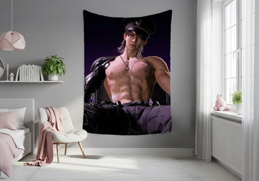 Caleb Hanging Tapestry | Love and Deepspace | Personalized Wall Art | Made to Order | Polyester Fabric | Ship Flag Banner