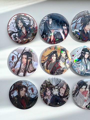 6pc/set MDZS badges! Wei Wuxian Lan Wangji Mo Dao Zu Shi Grandmaster of demonic cultivation Founder of Diabolism MDZS manghua goodies C231