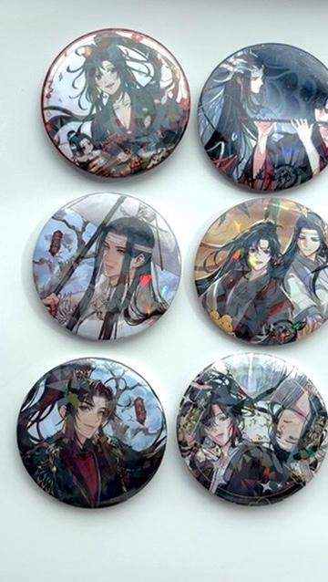 6pc/set MDZS badges! Wei Wuxian Lan Wangji Mo Dao Zu Shi Grandmaster of demonic cultivation Founder of Diabolism MDZS manghua goodies C231