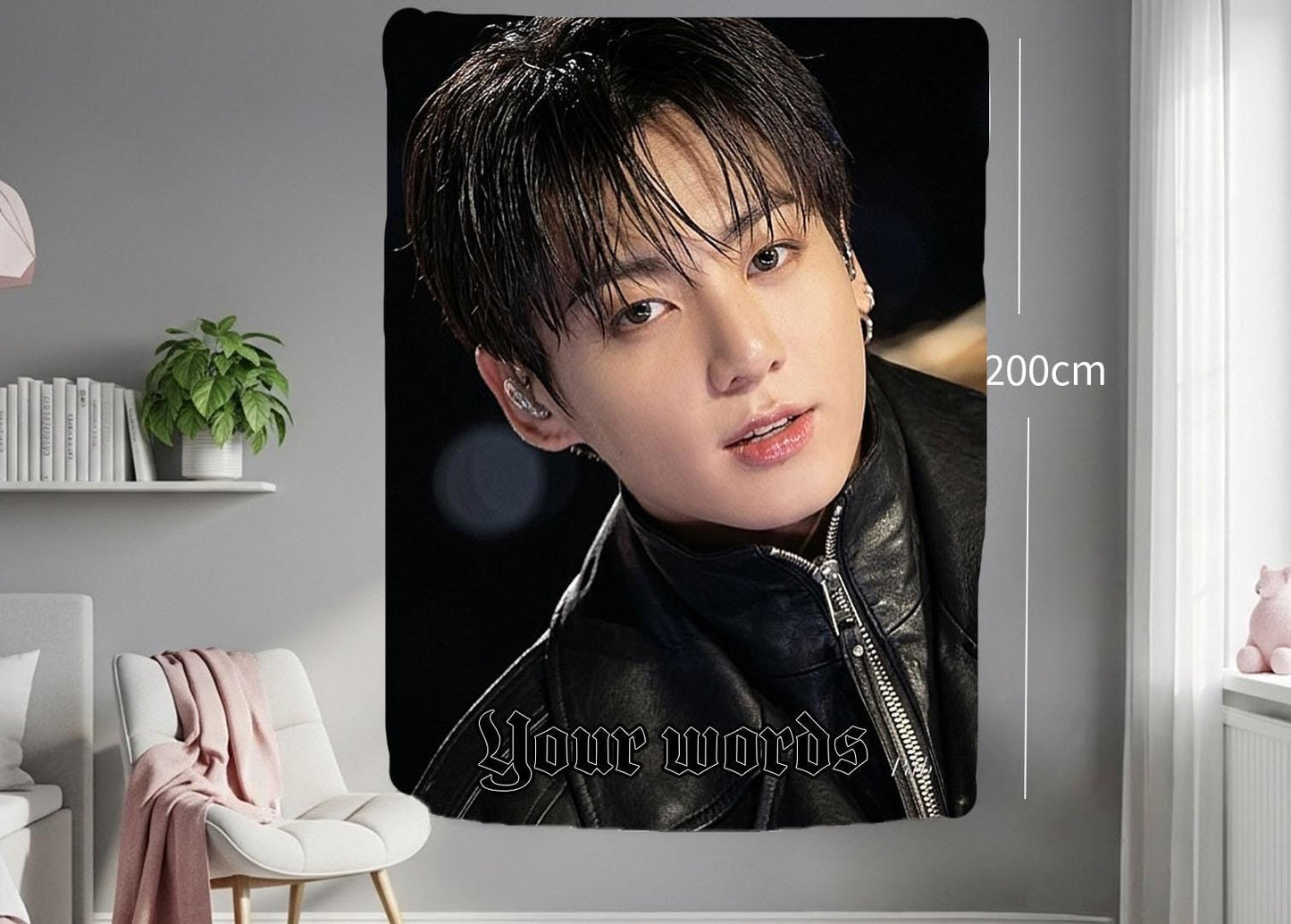 Jungkook Hanging Tapestry | Bantan Boys | Personalized Wall Art | Polyester Fabric | Ship Flag Banner