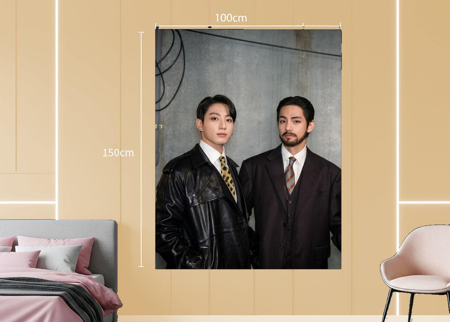 Taekook Hanging Tapestry | Bantan Boys | Personalized Wall Art | Polyester Fabric | Ship Flag Banner