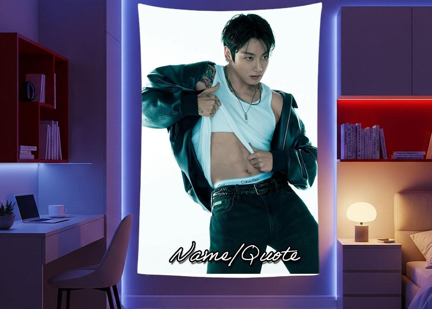 Jungkook Hanging Tapestry | Bantan Boys | Personalized Wall Art | Polyester Fabric | Ship Flag Banner