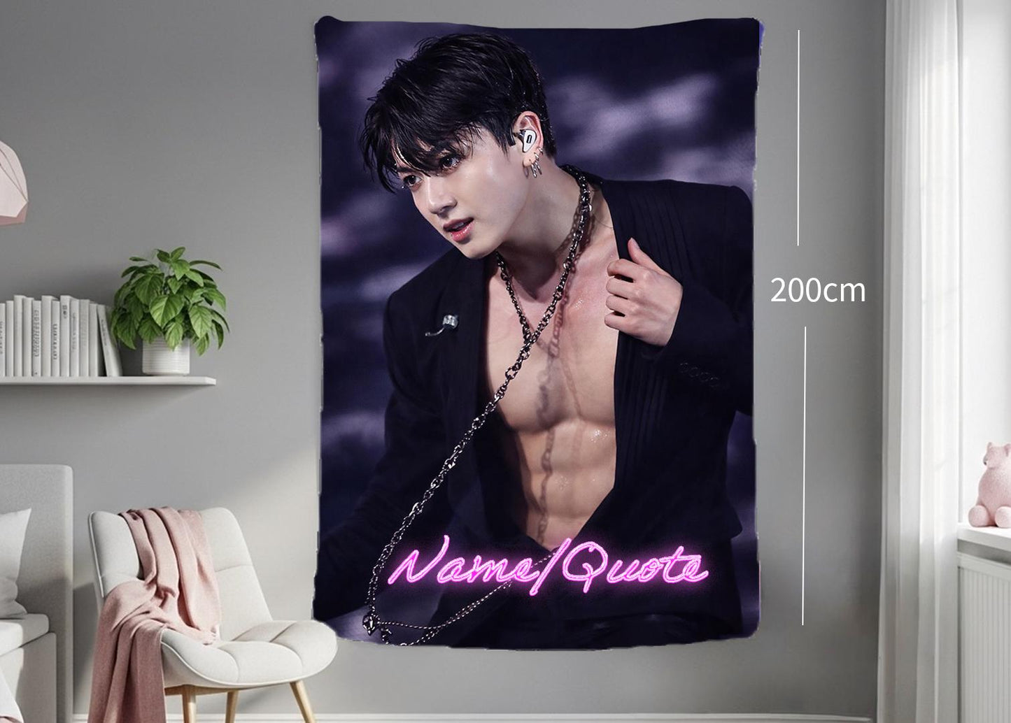 Jungkook Hanging Tapestry | Bantan Boys | Personalized Wall Art | Polyester Fabric | Ship Flag Banner