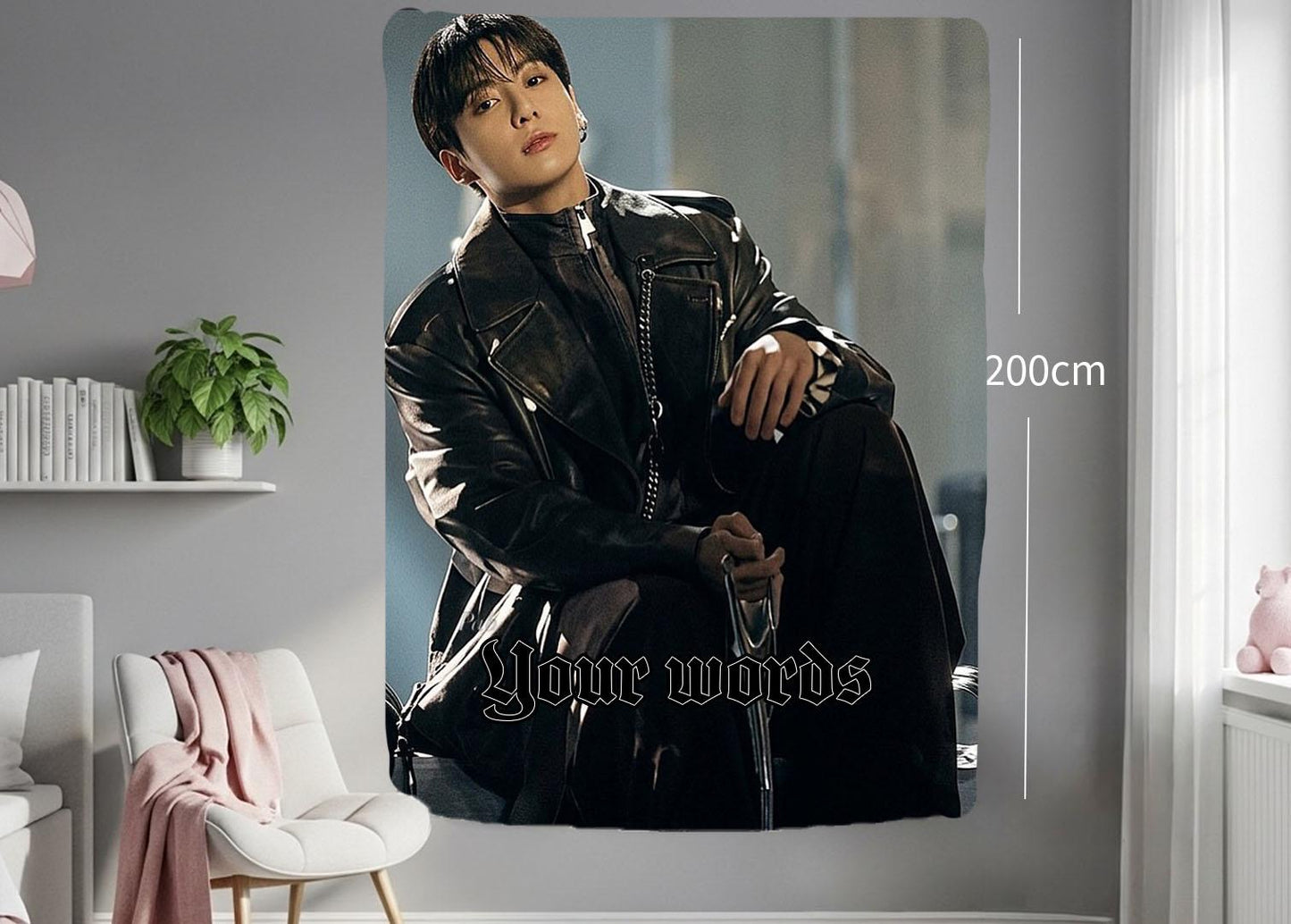 Jungkook Hanging Tapestry | Bantan Boys | Personalized Wall Art | Polyester Fabric | Ship Flag Banner