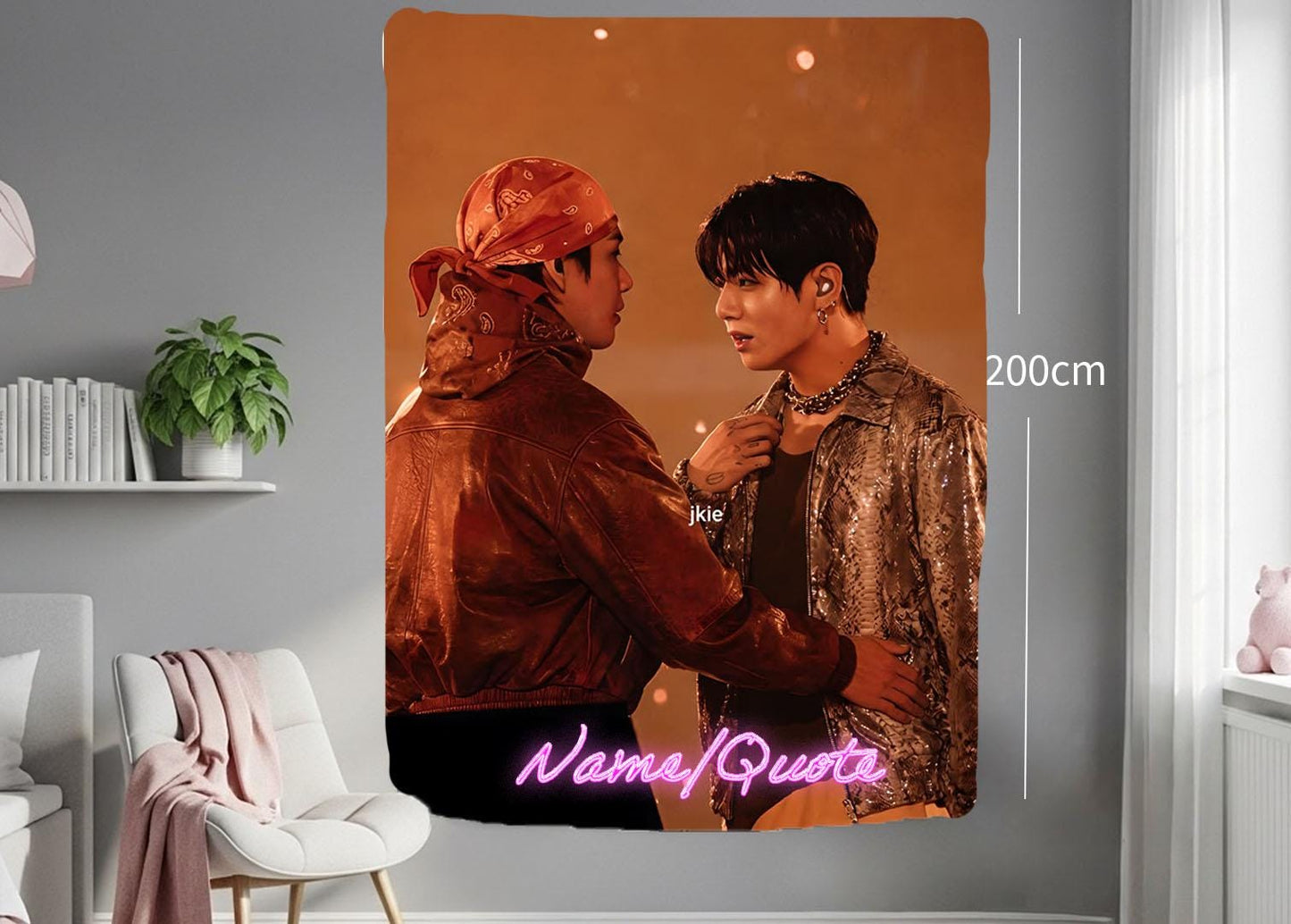 Taekook Hanging Tapestry | Bantan Boys | Personalized Wall Art | Polyester Fabric | Ship Flag Banner