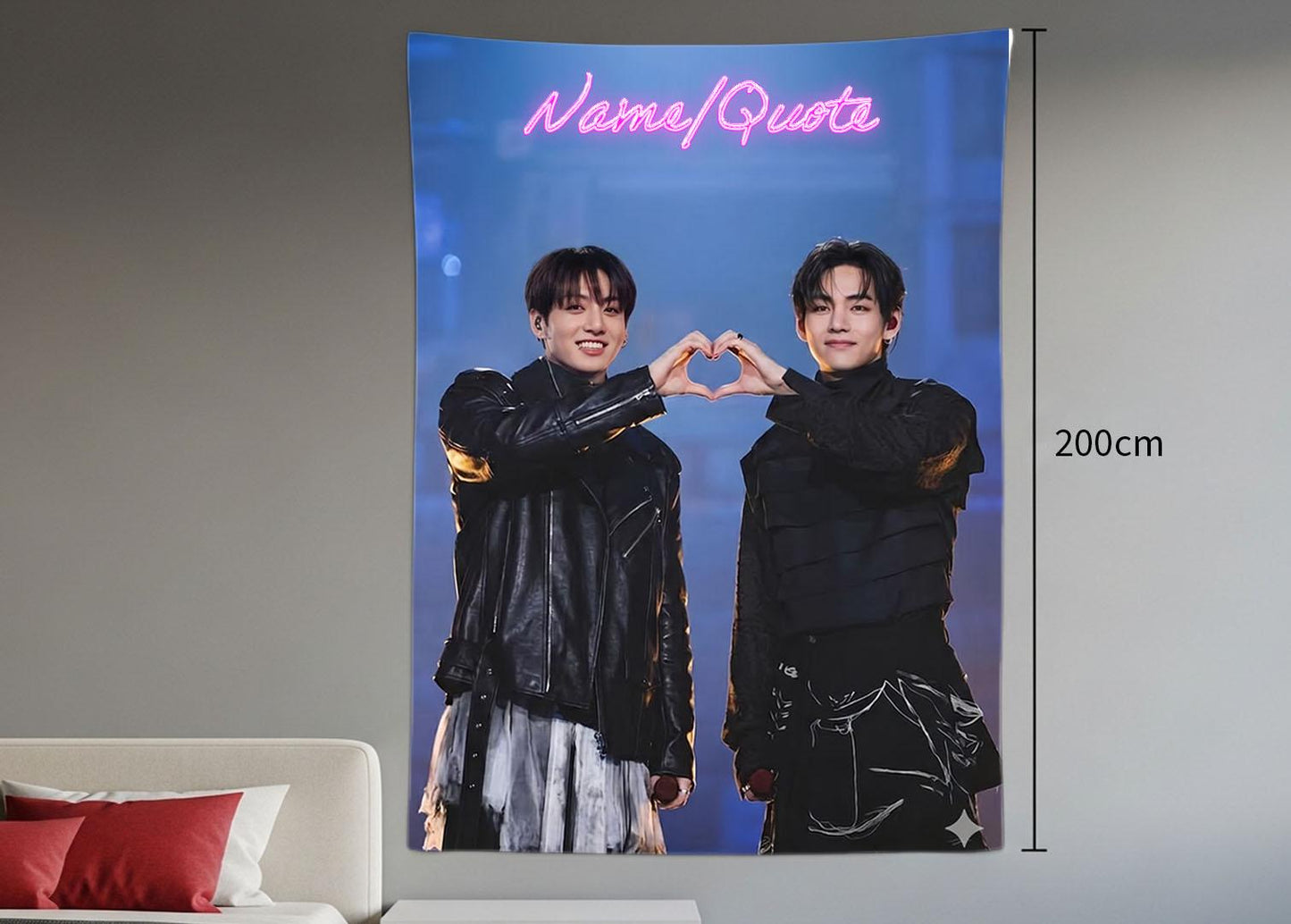 Taekook Hanging Tapestry | Bantan Boys | Personalized Wall Art | Polyester Fabric | Ship Flag Banner