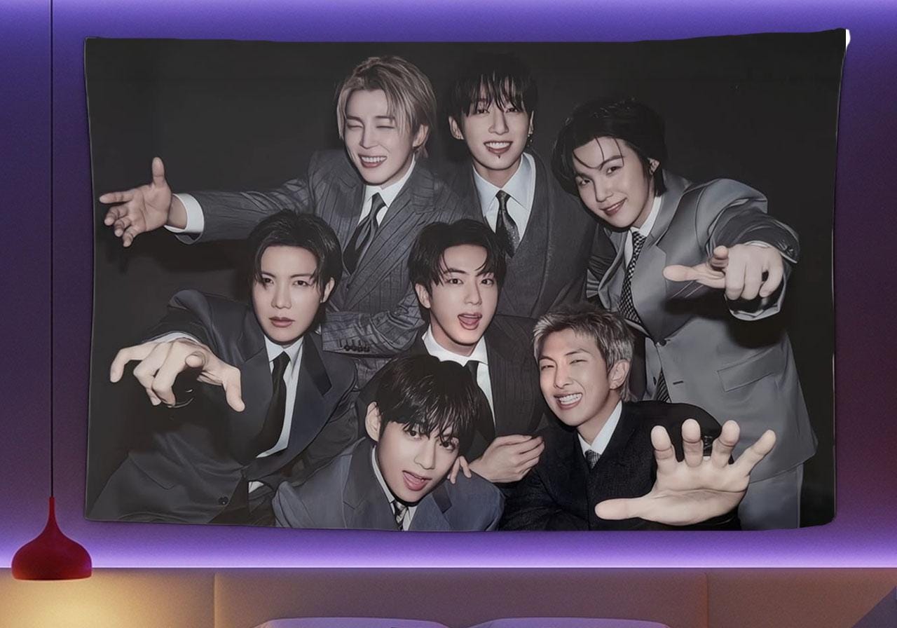 Bangtan Hanging Tapestry | Bantan Boys | Personalized Wall Art | Polyester Fabric | Ship Flag Banner
