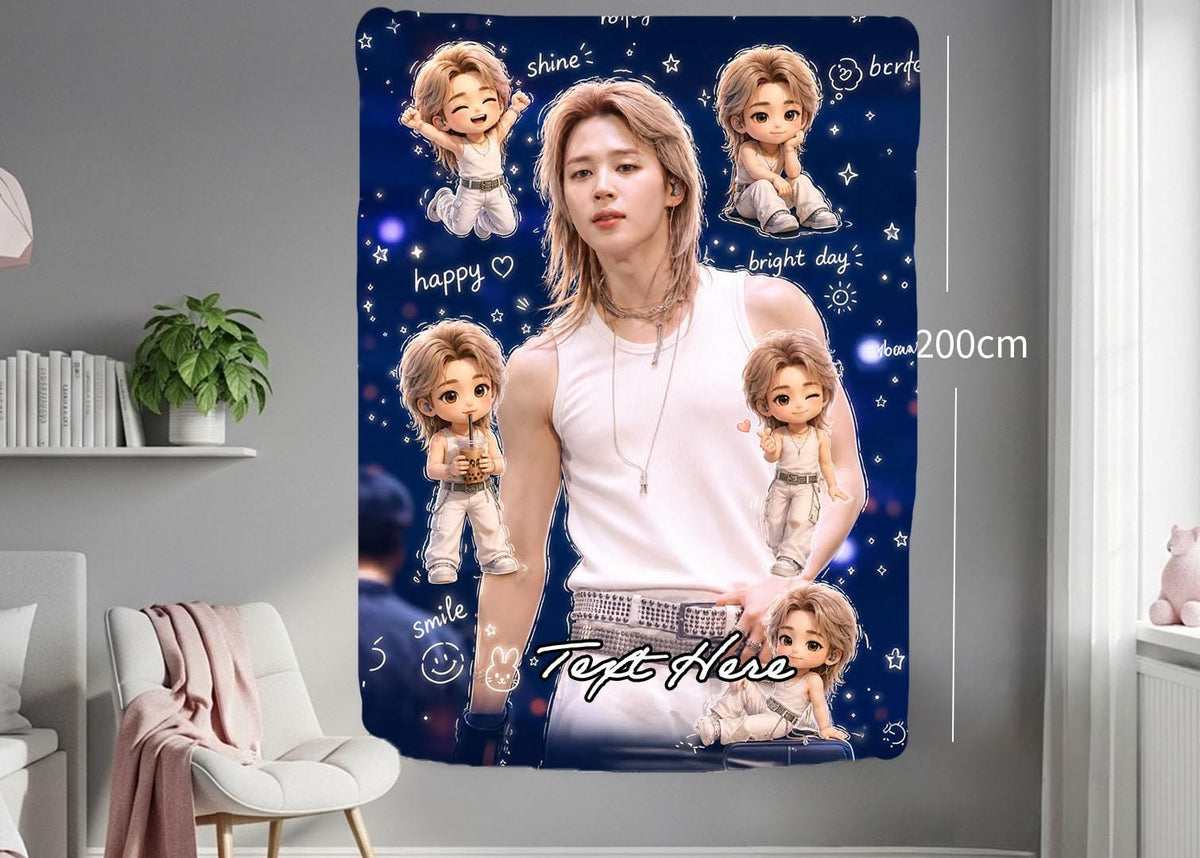 Jimin Hanging Tapestry | Bantan Boys | Personalized Wall Art | Polyester Fabric | Ship Flag Banner