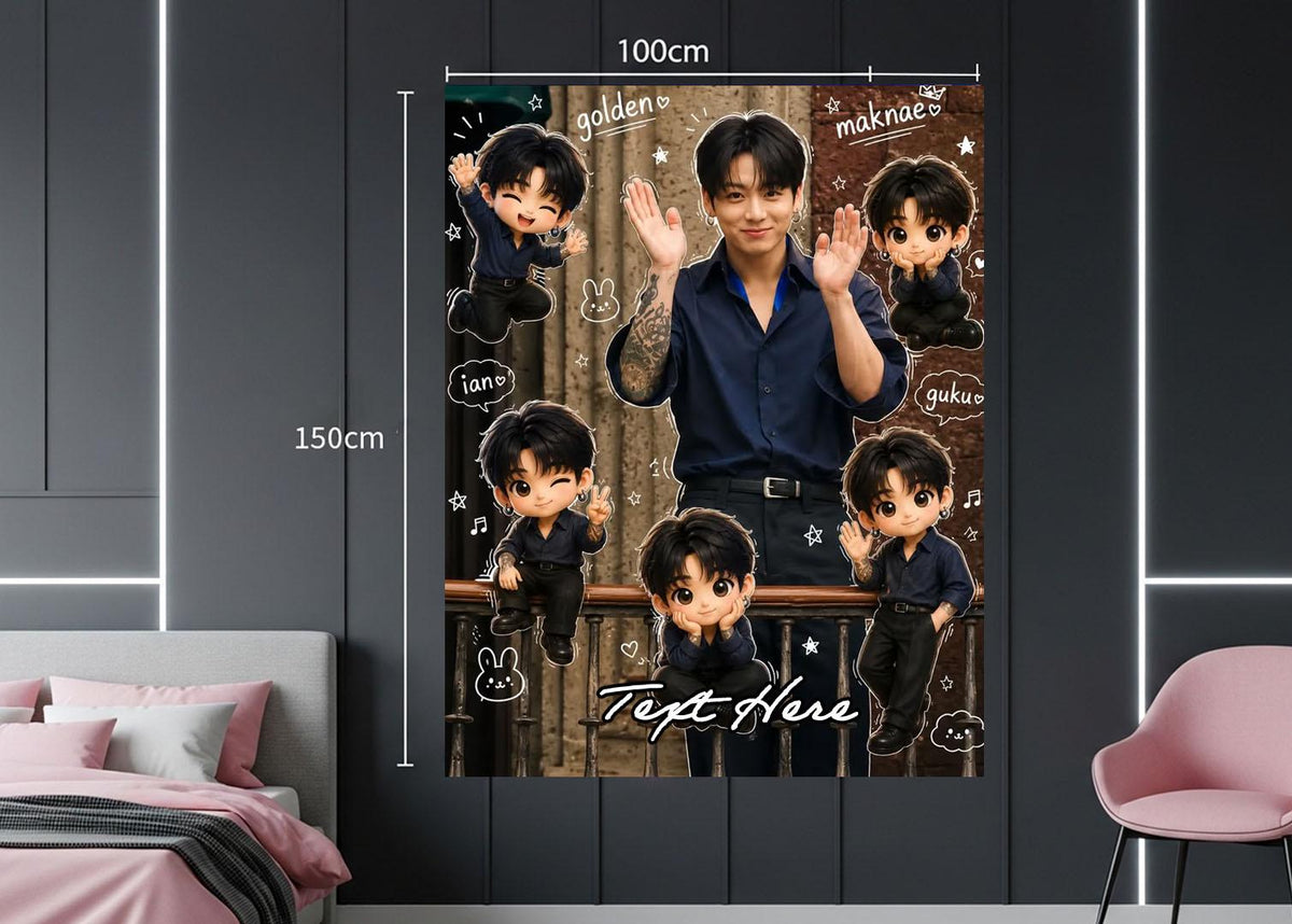Jungkook Hanging Tapestry | Bantan Boys | Personalized Wall Art | Polyester Fabric | Ship Flag Banner