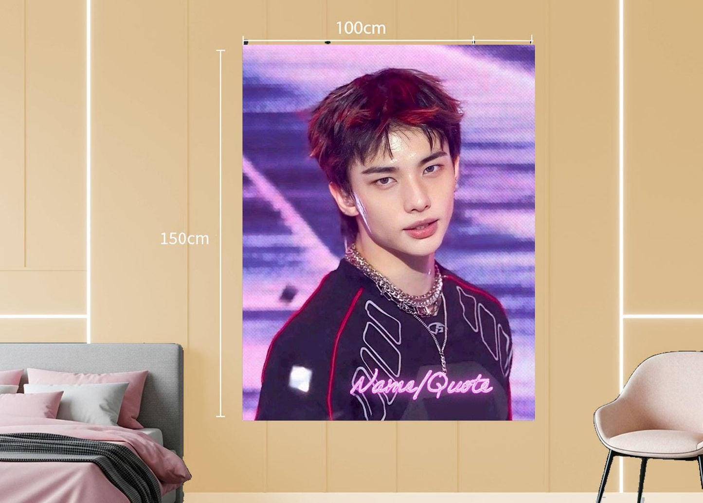 Hyunjin Hanging Tapestry | Stray Kids | Personalized Wall Art | Polyester Fabric | Ship Flag Banner