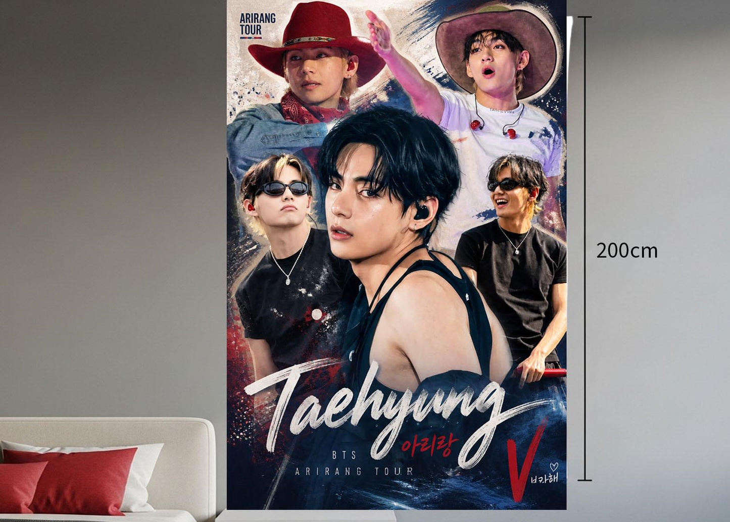 Taehyung Hanging Tapestry | Bantan Boys | Personalized Wall Art | Polyester Fabric | Ship Flag Banner