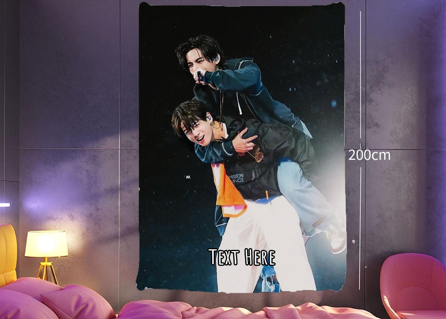 Taekook Hanging Tapestry | Bantan Boys | Personalized Wall Art | Polyester Fabric | Ship Flag Banner