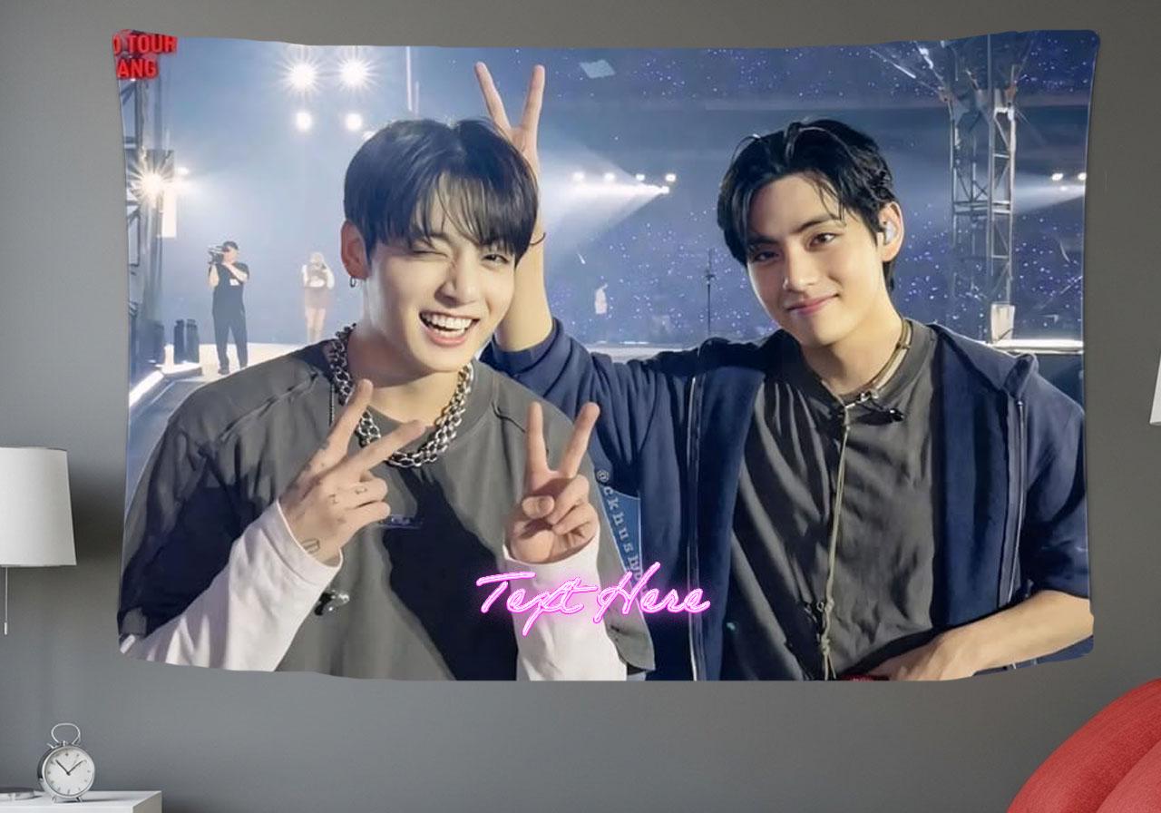 Taekook Hanging Tapestry | Bantan Boys | Personalized Wall Art | Polyester Fabric | Ship Flag Banner