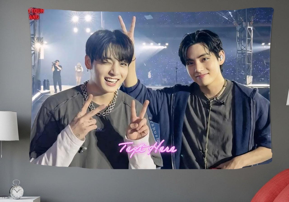Taekook Hanging Tapestry | Bantan Boys | Personalized Wall Art | Polyester Fabric | Ship Flag Banner