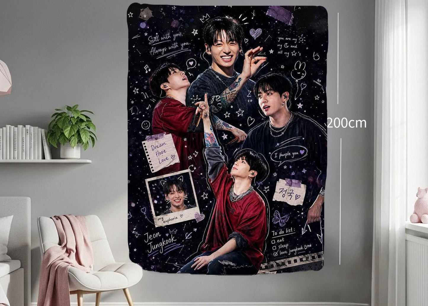 Jungkook Hanging Tapestry | Bantan Boys | Personalized Wall Art | Polyester Fabric | Ship Flag Banner