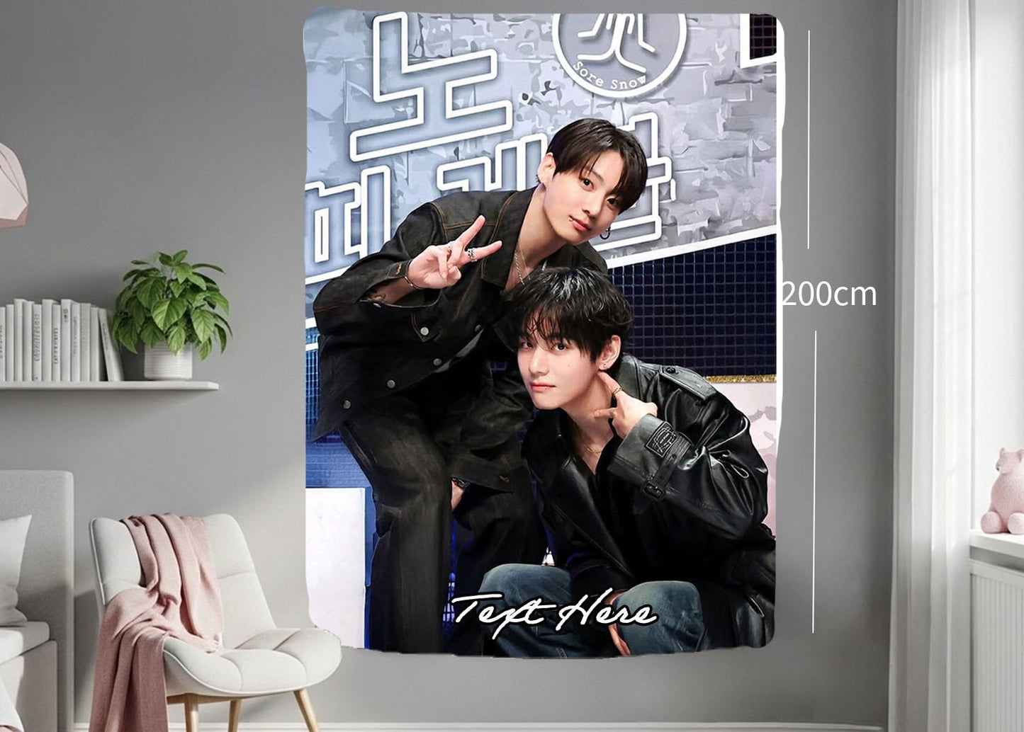 Taekook Hanging Tapestry | Bantan Boys | Personalized Wall Art | Polyester Fabric | Ship Flag Banner
