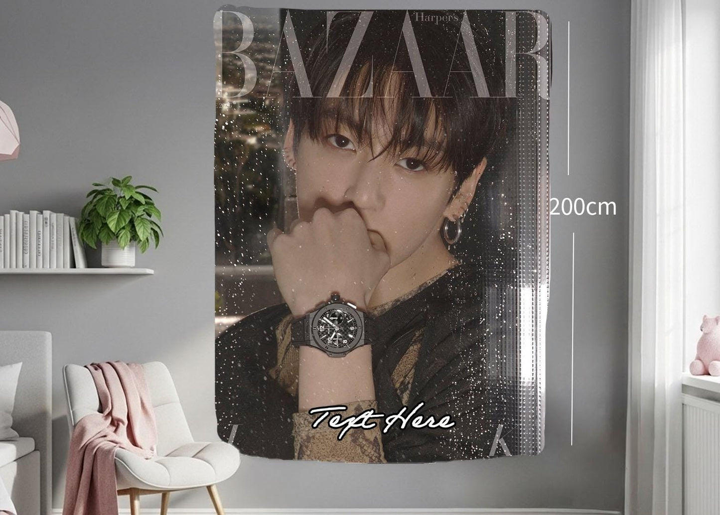 Jungkook Hanging Tapestry | Bantan Boys | Personalized Wall Art | Polyester Fabric | Ship Flag Banner
