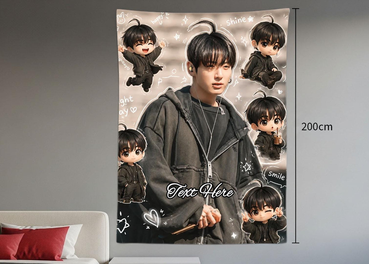 Jungkook Hanging Tapestry | Bantan Boys | Personalized Wall Art | Polyester Fabric | Ship Flag Banner