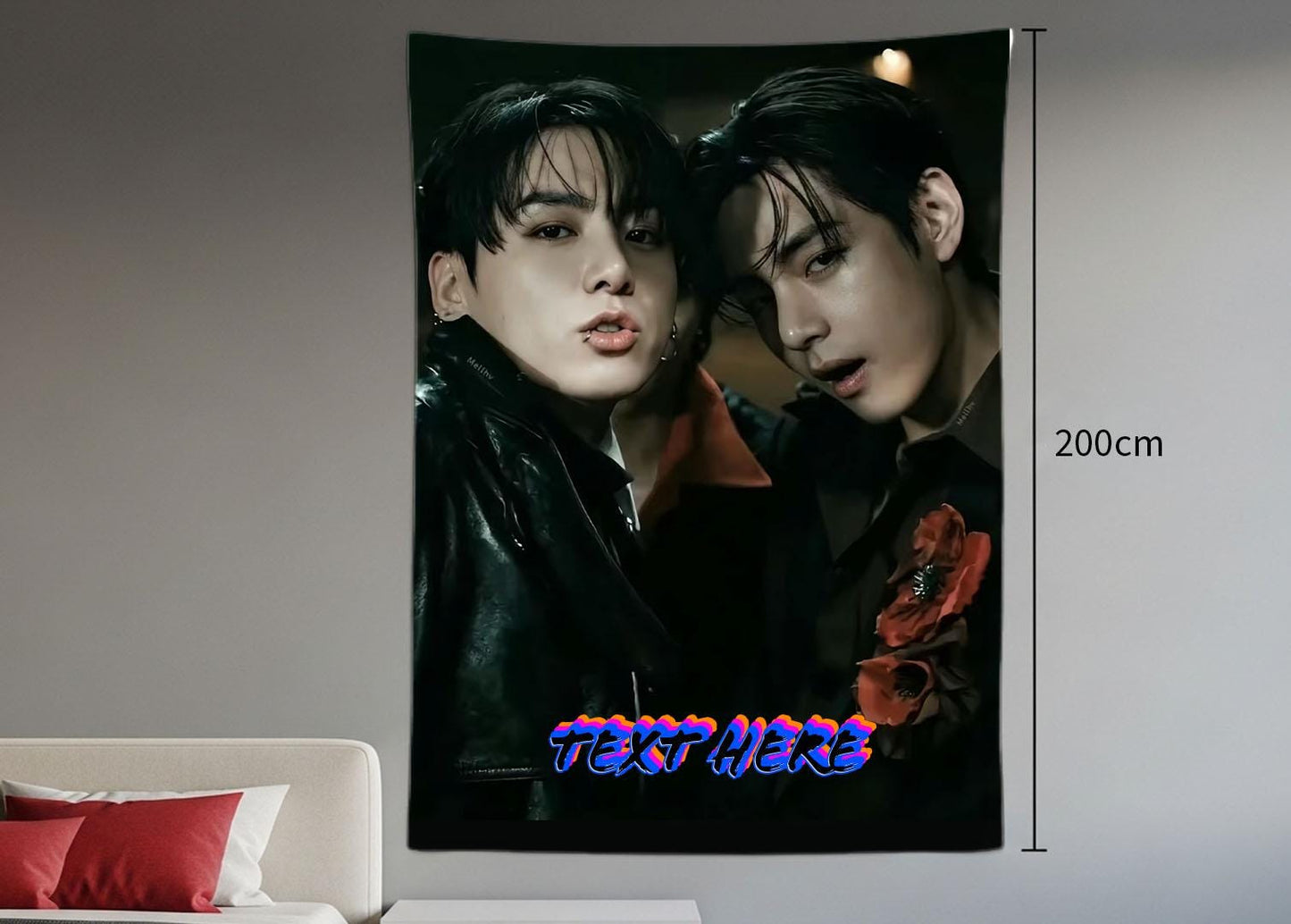 Taekook Hanging Tapestry | Bantan Boys | Personalized Wall Art | Polyester Fabric | Ship Flag Banner