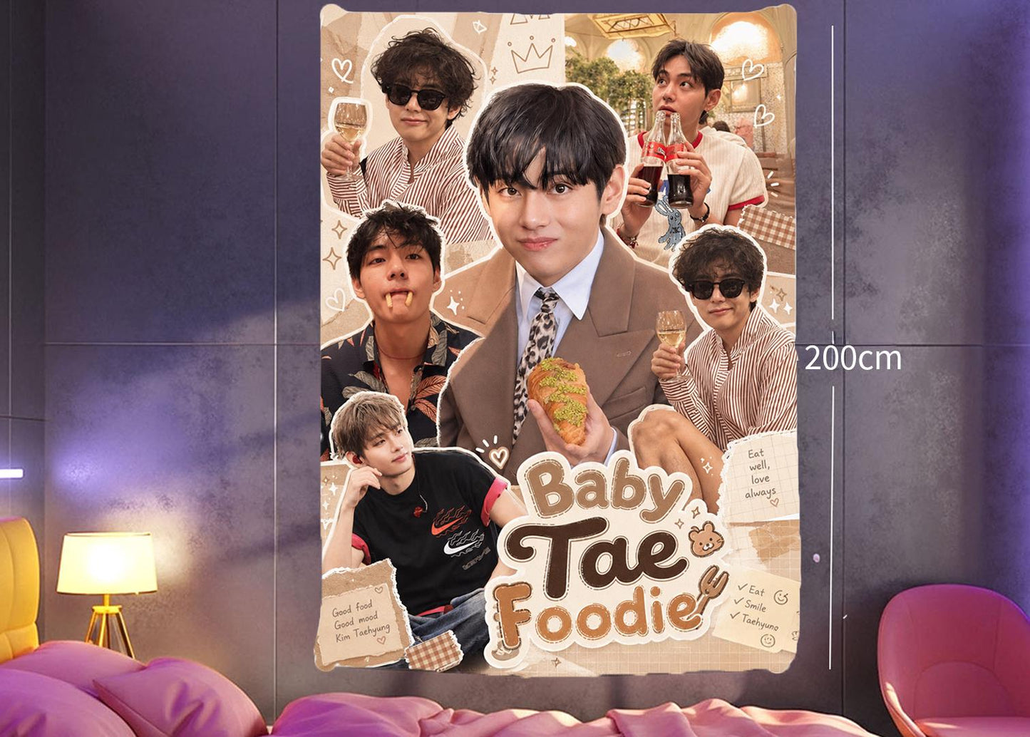 Taehyung Hanging Tapestry | Bantan Boys | Personalized Wall Art | Polyester Fabric | Ship Flag Banner