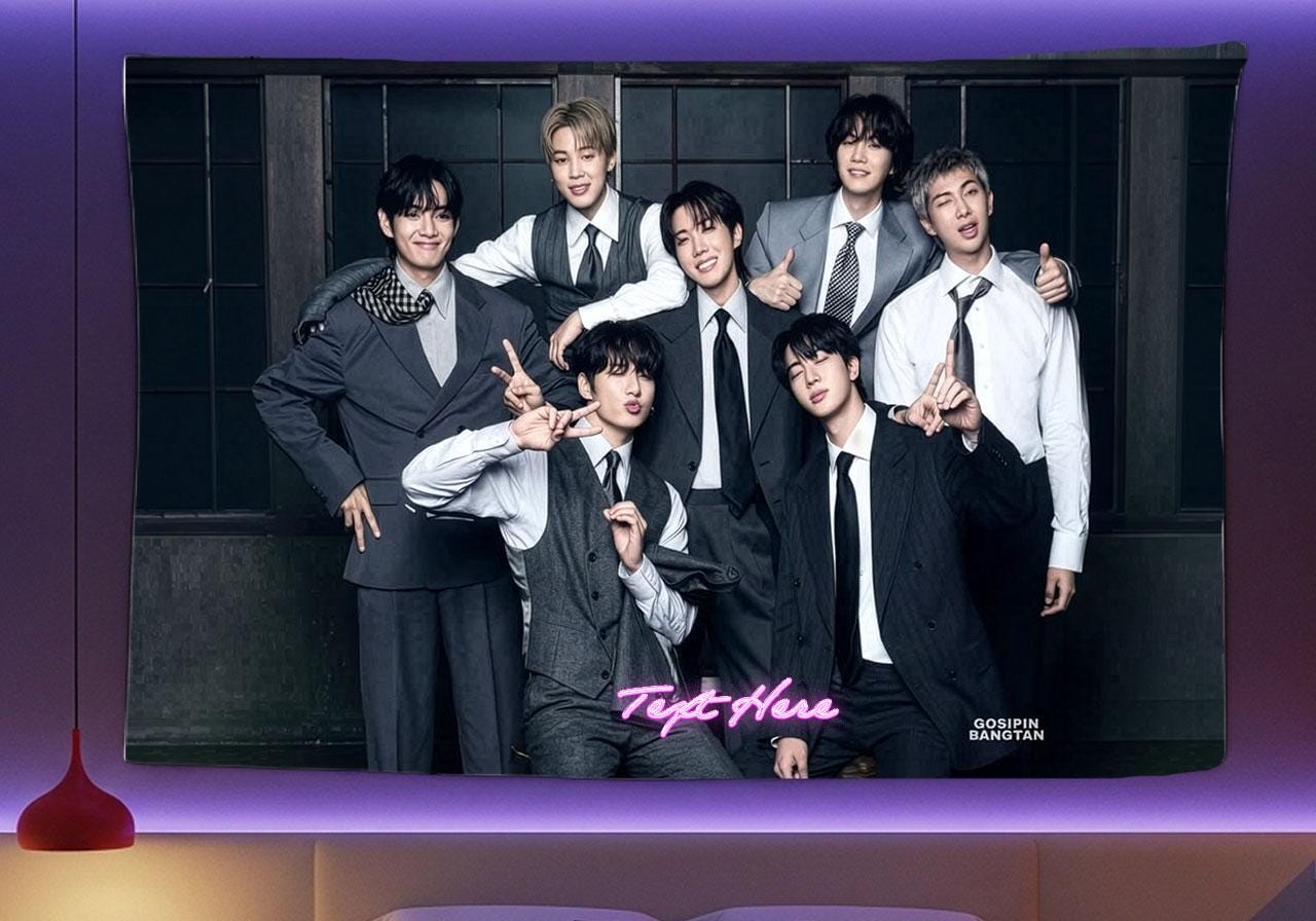Bangtan Hanging Tapestry | Bantan Boys | Personalized Wall Art | Polyester Fabric | Ship Flag Banner