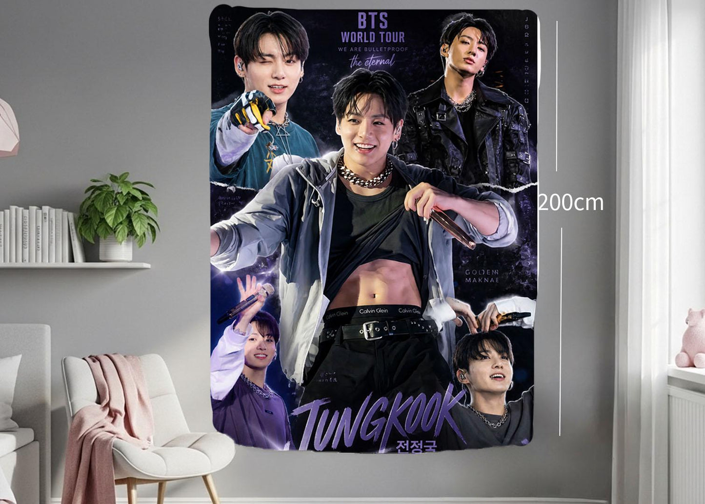Jungkook Hanging Tapestry | Bantan Boys | Personalized Wall Art | Polyester Fabric | Ship Flag Banner