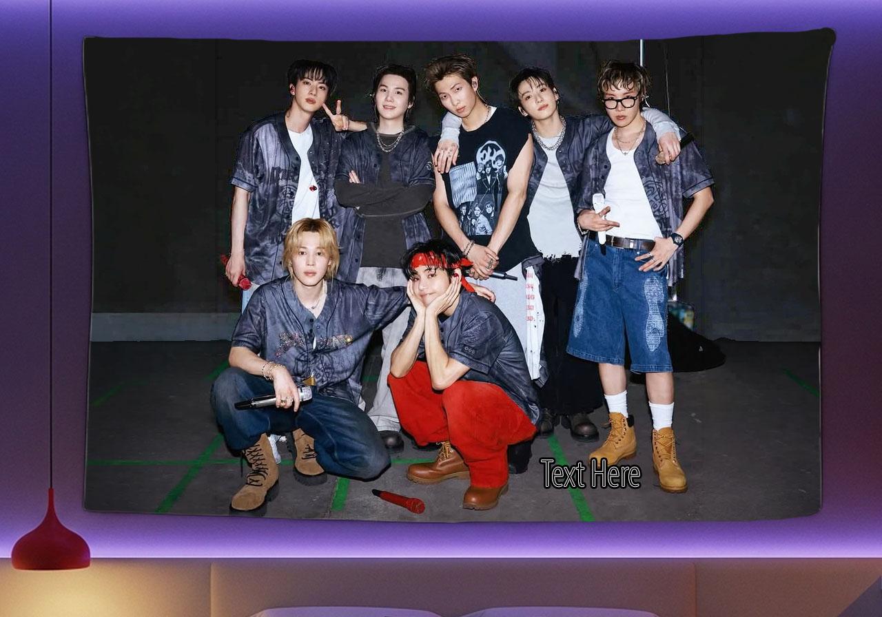 Bangtan Hanging Tapestry | Bantan Boys | Personalized Wall Art | Polyester Fabric | Ship Flag Banner
