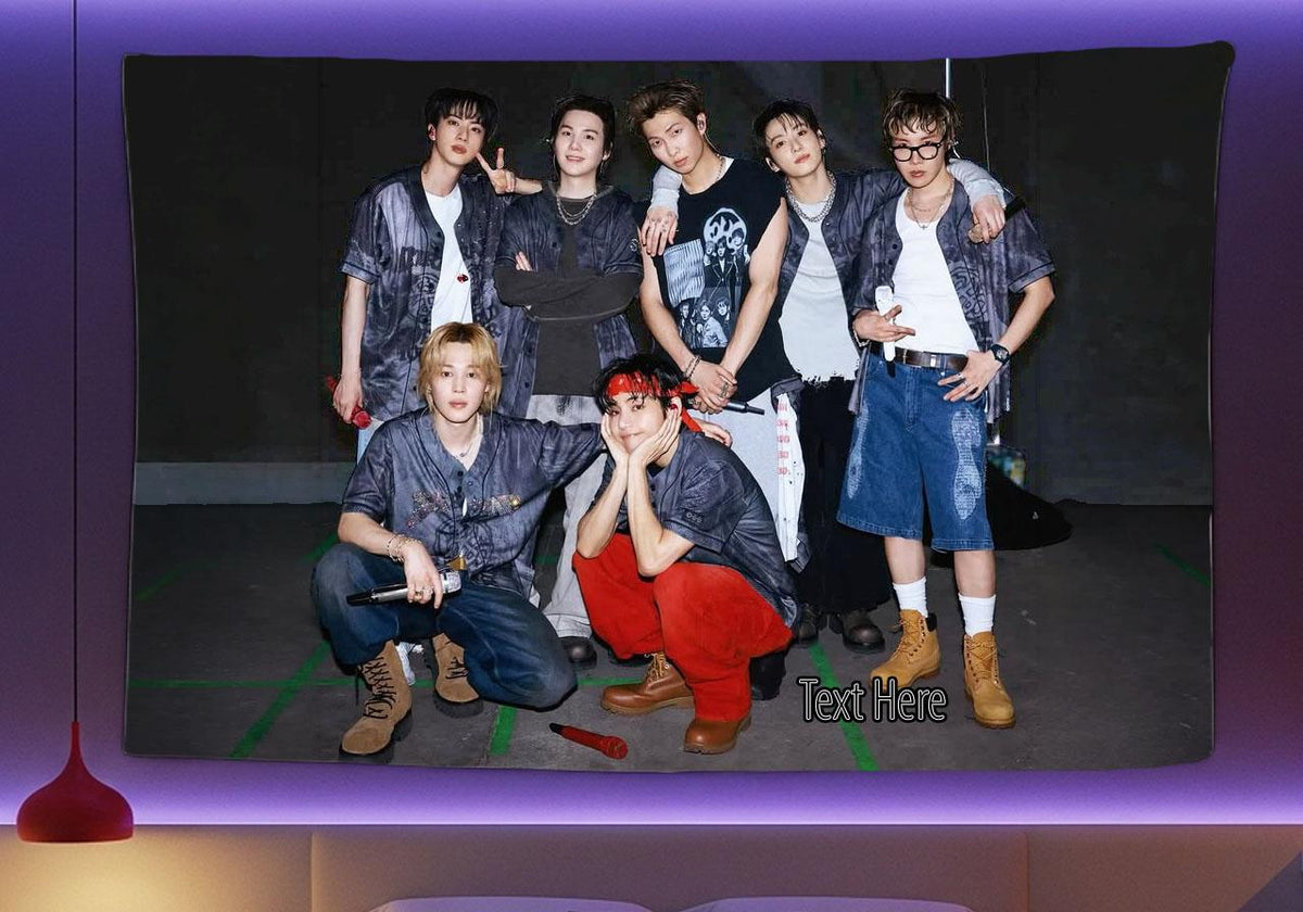 Bangtan Hanging Tapestry | Bantan Boys | Personalized Wall Art | Polyester Fabric | Ship Flag Banner