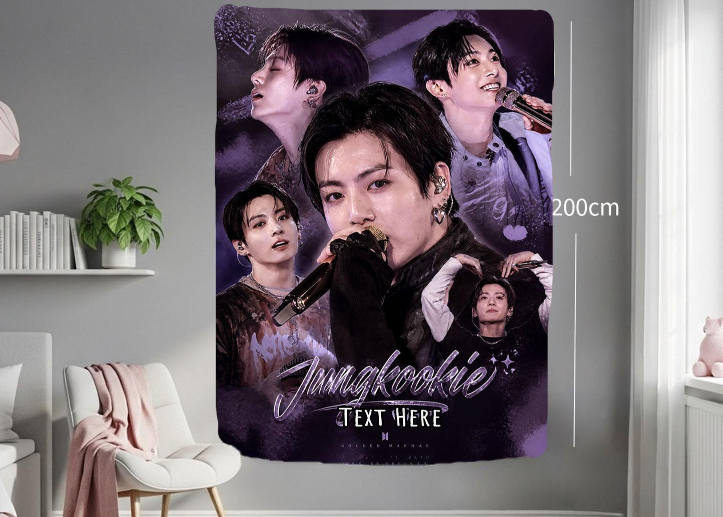 Jungkook Hanging Tapestry | Bantan Boys | Personalized Wall Art | Polyester Fabric | Ship Flag Banner
