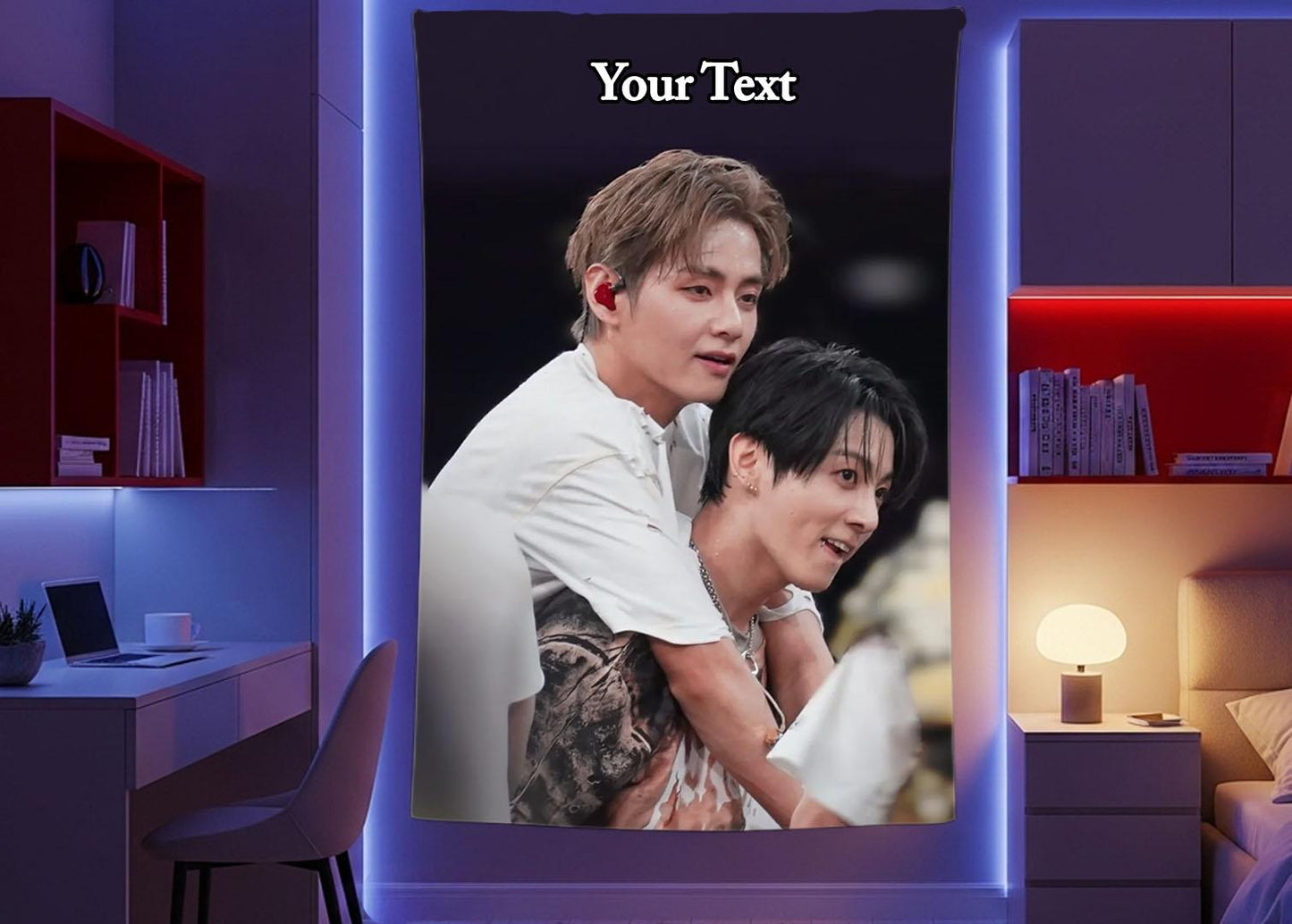 Taekook Hanging Tapestry | Bantan Boys | Personalized Wall Art | Polyester Fabric | Ship Flag Banner