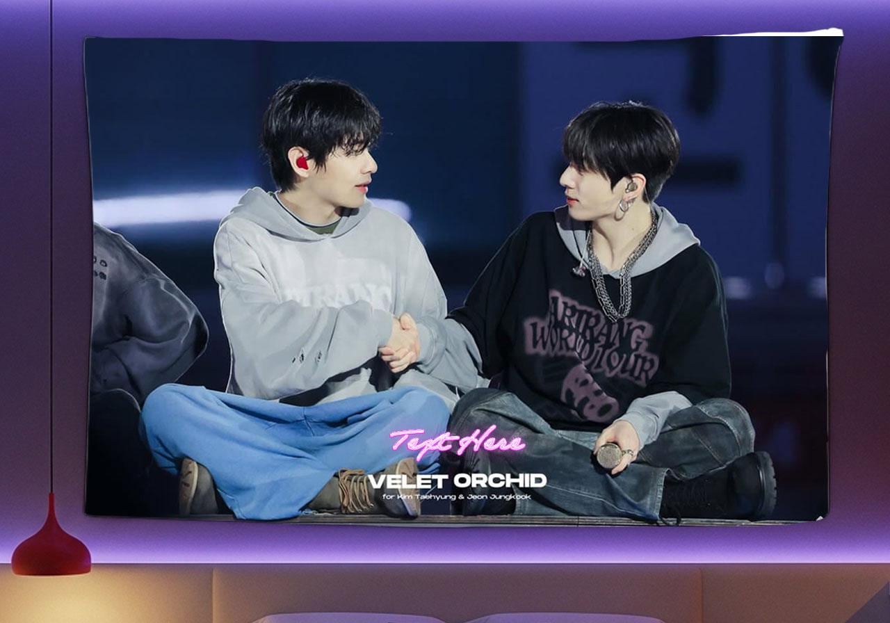 Taekook Hanging Tapestry | Bantan Boys | Personalized Wall Art | Polyester Fabric | Ship Flag Banner