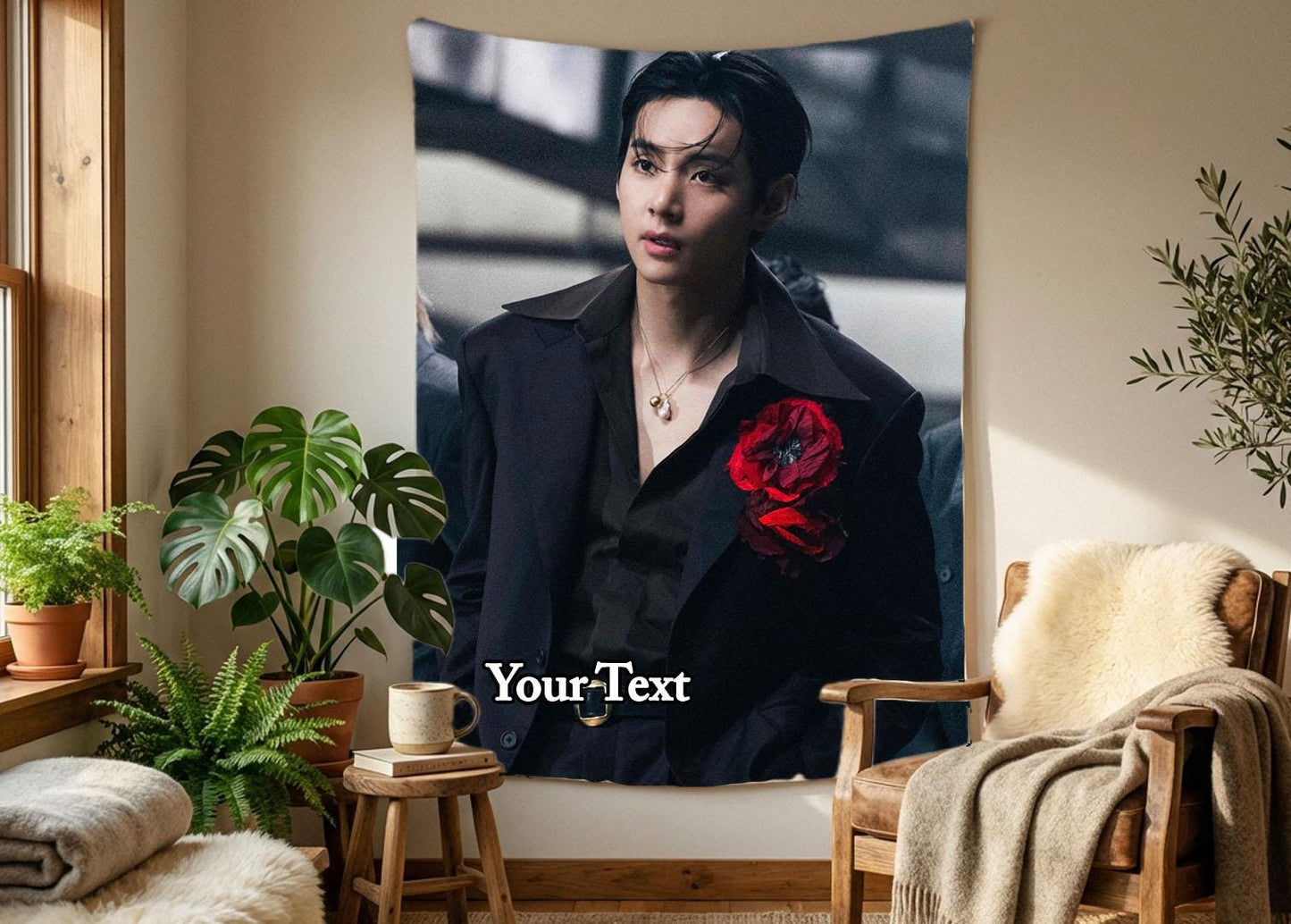 Taehyung Hanging Tapestry | Bantan Boys | Personalized Wall Art | Polyester Fabric | Ship Flag Banner