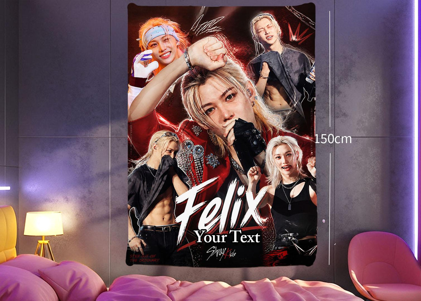 Felix Hanging Tapestry | Stray Kids | Personalized Wall Art | Polyester Fabric | Ship Flag Banner