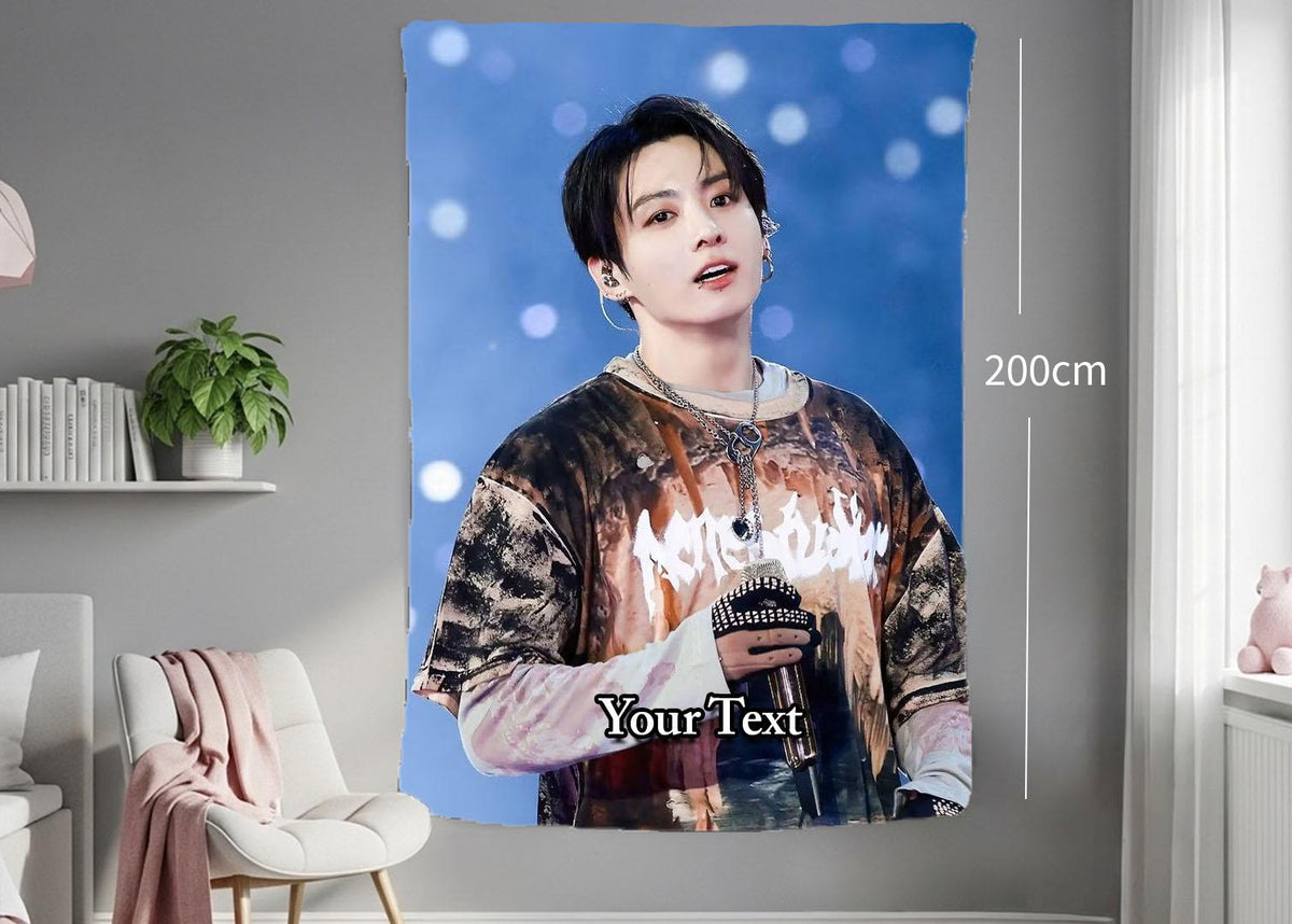 Jungkook Hanging Tapestry | Bantan Boys | Personalized Wall Art | Polyester Fabric | Ship Flag Banner