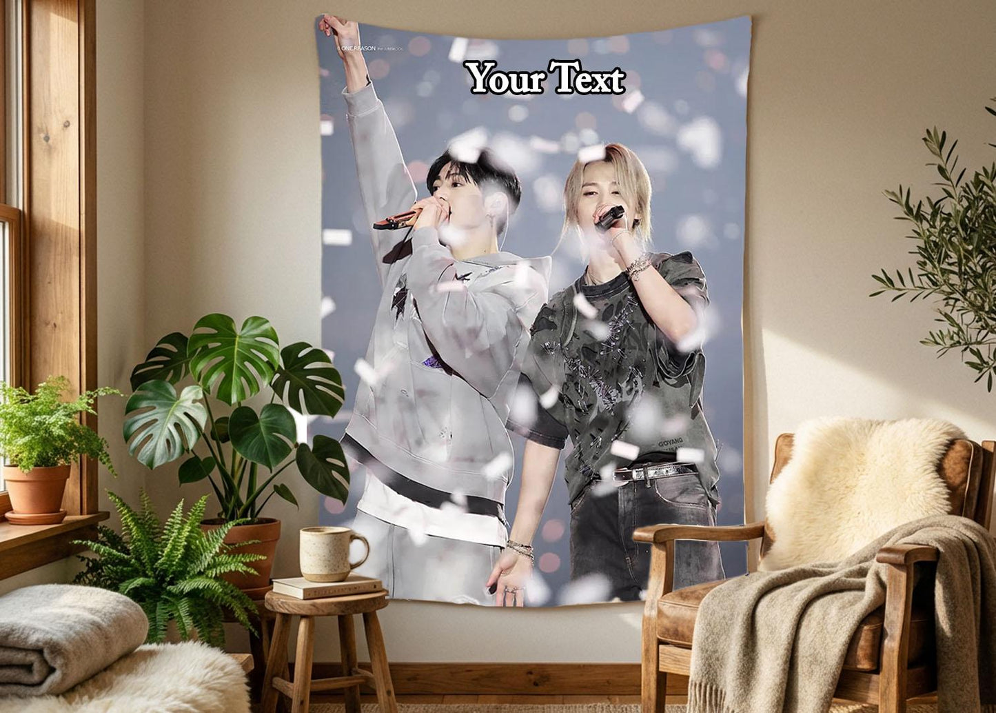 Jikook Hanging Tapestry | Bantan Boys | Personalized Wall Art | Polyester Fabric | Ship Flag Banner