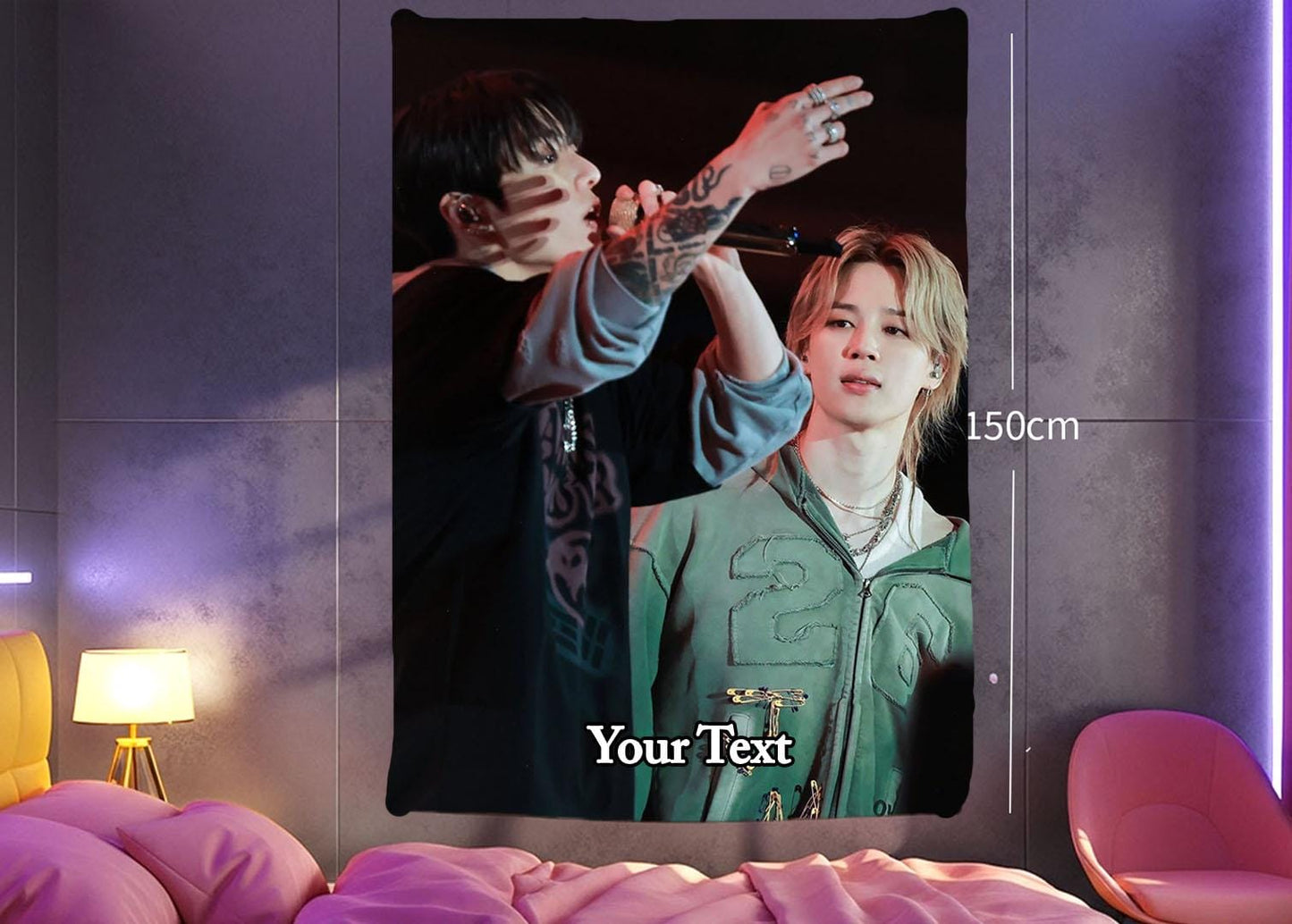 Jikook Hanging Tapestry | Bantan Boys | Personalized Wall Art | Polyester Fabric | Ship Flag Banner