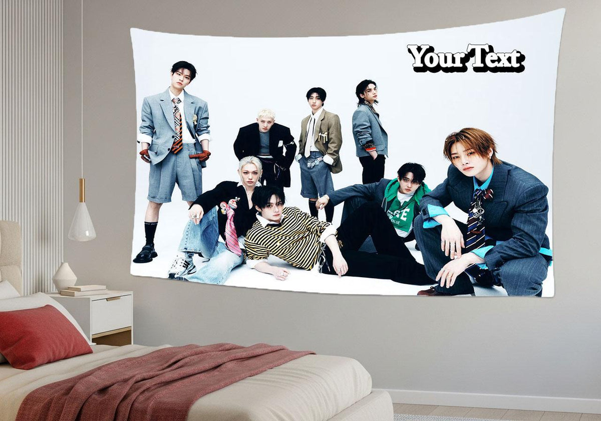Stray Kids Hanging Tapestry | Run It | Personalized Wall Art | Polyester Fabric | Ship Flag Banner